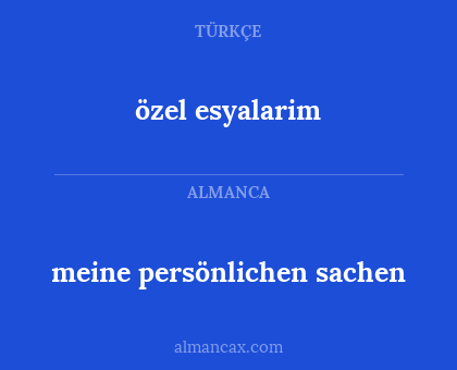 özel esyalarim - meine persönlichen sachen