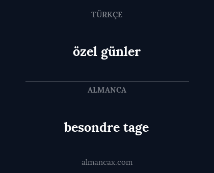 özel günler - besondre tage