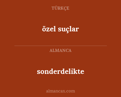 özel suçlar - sonderdelikte