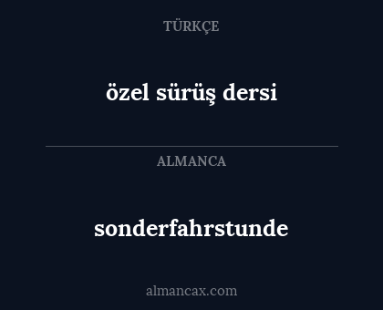 özel sürüş dersi - sonderfahrstunde