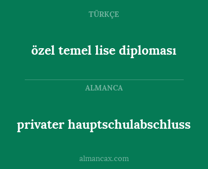 privater hauptschulabschluss - özel temel lise diploması