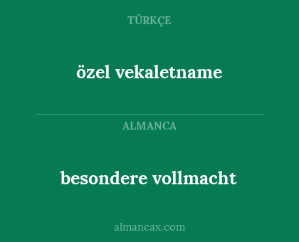 özel vekaletname - besondere vollmacht