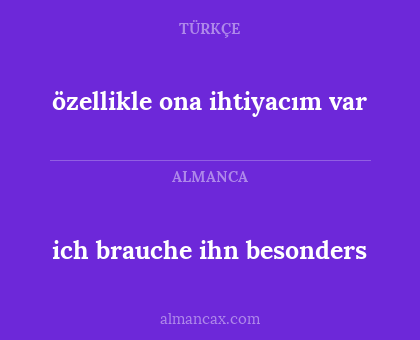 ich brauche ihn besonders - özellikle ona ihtiyacım var
