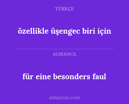 für eine besonders faul - özellikle üşengec biri için