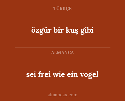 sei frei wie ein vogel - özgür bir kuş gibi