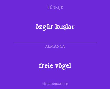 freie vögel - özgür kuşlar