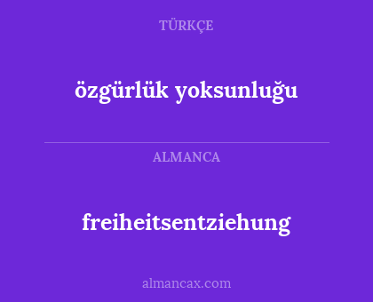 freiheitsentziehung - özgürlük yoksunluğu