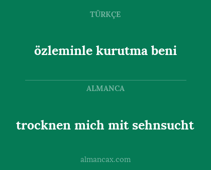 trocknen mich mit sehnsucht - özleminle kurutma beni