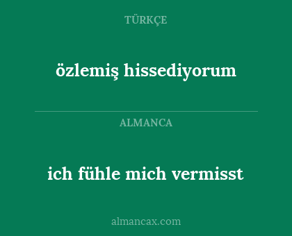 ich fühle mich vermisst - özlemiş hissediyorum