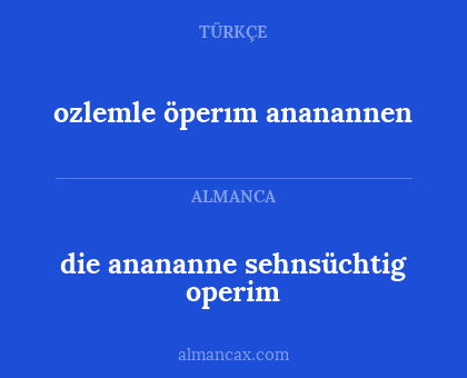 die anananne sehnsüchtig operim - ozlemle öperım ananannen