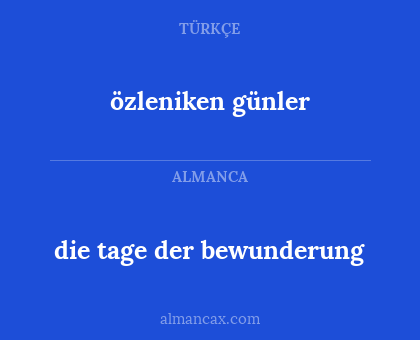 die tage der bewunderung - özleniken günler
