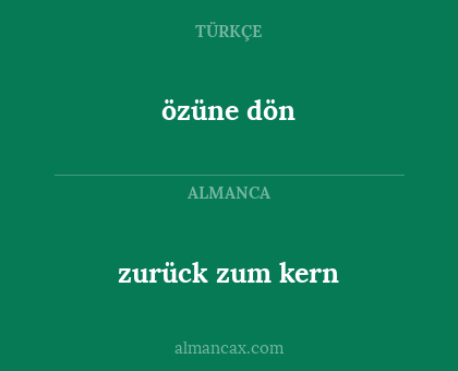 zurück zum kern - özüne dön