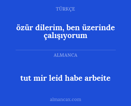 tut mir leid habe arbeite - özür dilerim, ben üzerinde çalışıyorum