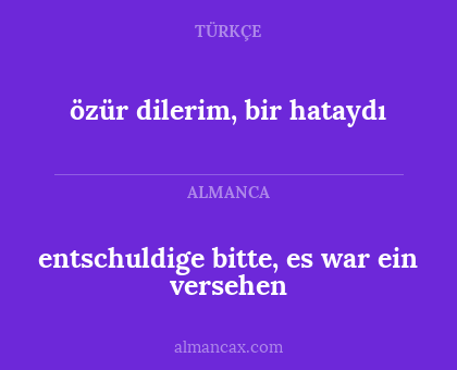 entschuldige bitte, es war ein versehen - özür dilerim, bir hataydı