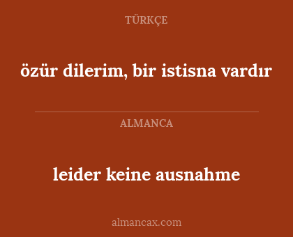leider keine ausnahme - özür dilerim, bir istisna vardır