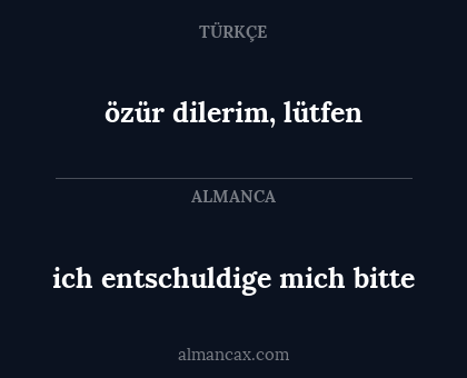 ich entschuldige mich bitte - özür dilerim, lütfen