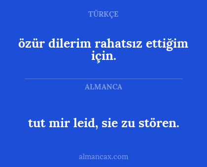 tut mir leid, sie zu stören. - özür dilerim rahatsız ettiğim için.