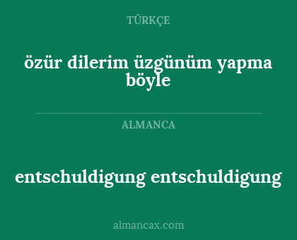 entschuldigung entschuldigung - özür dilerim üzgünüm yapma böyle