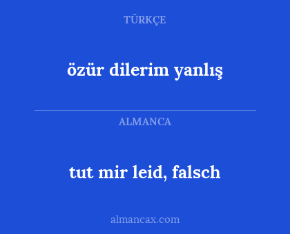 özür dilerim yanlış - tut mir leid, falsch