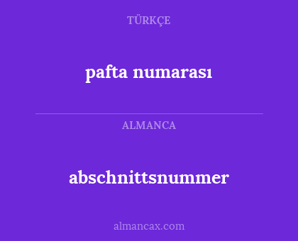 pafta numarası - abschnittsnummer