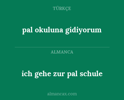 ich gehe zur pal schule - pal okuluna gidiyorum