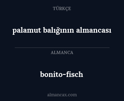 bonito-fisch - palamut balığının almancası