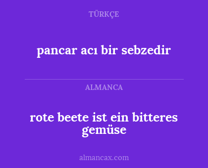 pancar acı bir sebzedir - rote beete ist ein bitteres gemüse