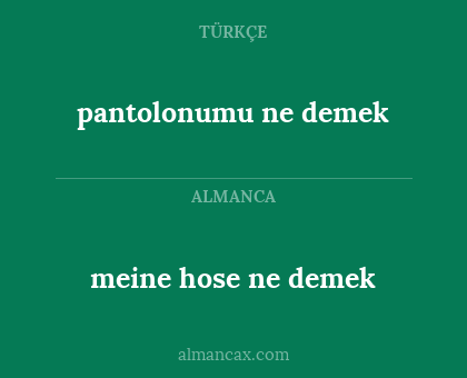 pantolonumu ne demek - meine hose ne demek