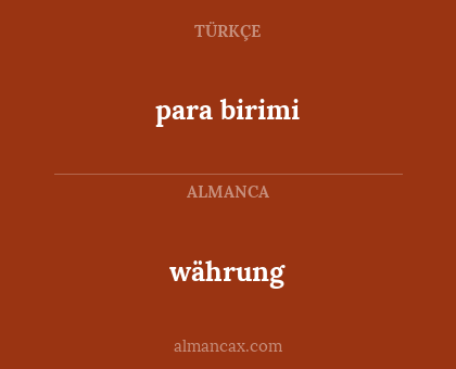 währung - para birimi