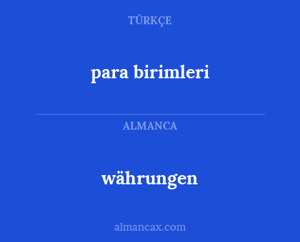 währungen - para birimleri