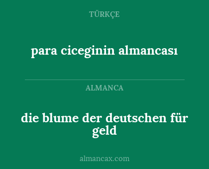 para ciceginin almancası - die blume der deutschen für geld