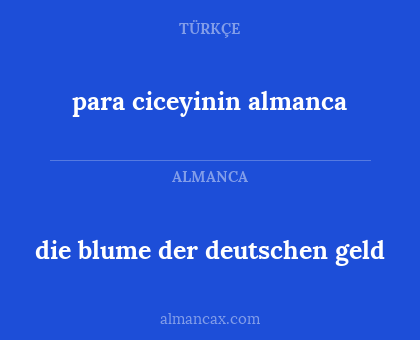 die blume der deutschen geld - para ciceyinin almanca