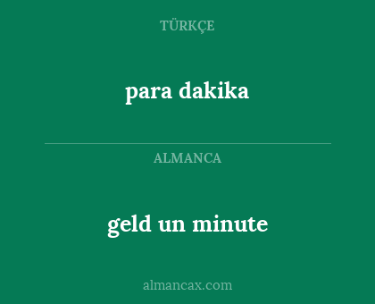 para dakika - geld un minute
