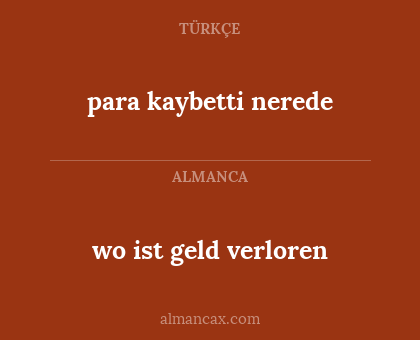 wo ist geld verloren - para kaybetti nerede