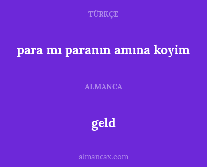 geld - para mı paranın amına koyim