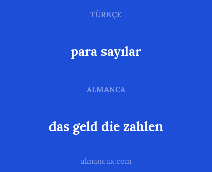 para sayılar - das geld die zahlen