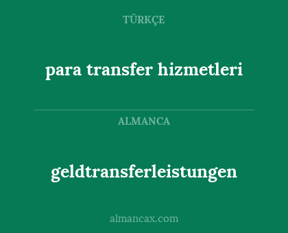 para transfer hizmetleri - geldtransferleistungen