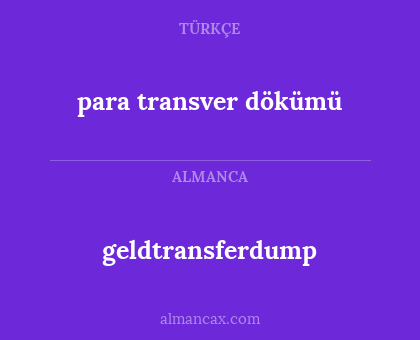 geldtransferdump - para transver dökümü