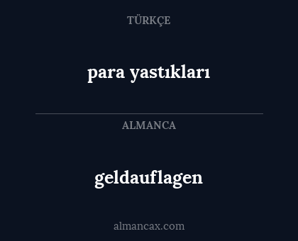 geldauflagen - para yastıkları