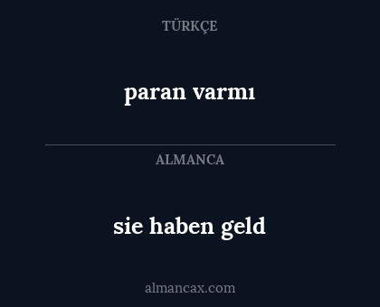 sie haben geld - paran varmı