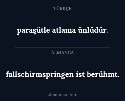 paraşütle atlama ünlüdür. - fallschirmspringen ist berühmt.