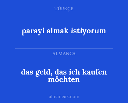 parayi almak istiyorum - das geld, das ich kaufen möchten