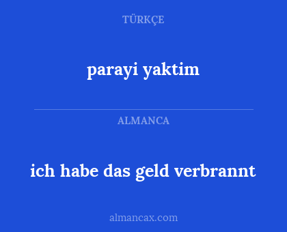 ich habe das geld verbrannt - parayi yaktim