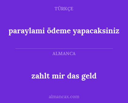 zahlt mir das geld - paraylami ödeme yapacaksiniz