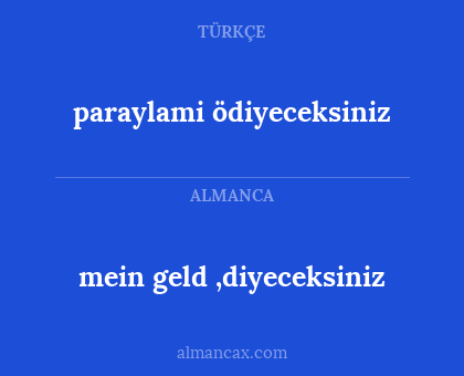 paraylami ödiyeceksiniz - mein geld ,diyeceksiniz