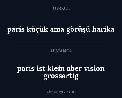 paris ist klein aber vision grossartig - paris küçük ama görüşü harika