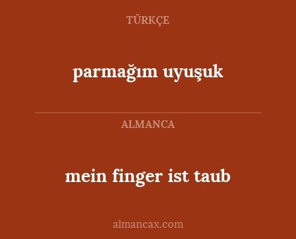 parmağım uyuşuk - mein finger ist taub