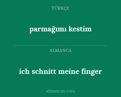parmağımı kestim - ich schnitt meine finger