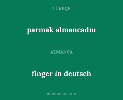 finger in deutsch - parmak almancadıu
