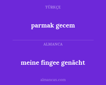 parmak gecem - meine fingee genächt